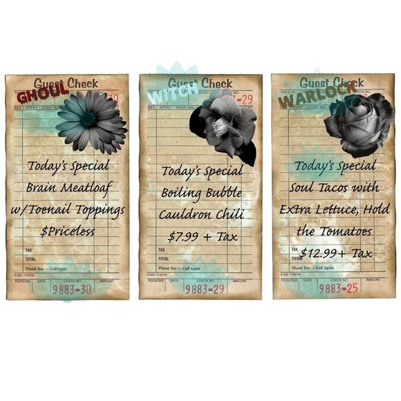 30 Pc Halloween Haunted Scary Ghoul Guest Check Junk Journal Ephemera mq - Picture 3 of 9